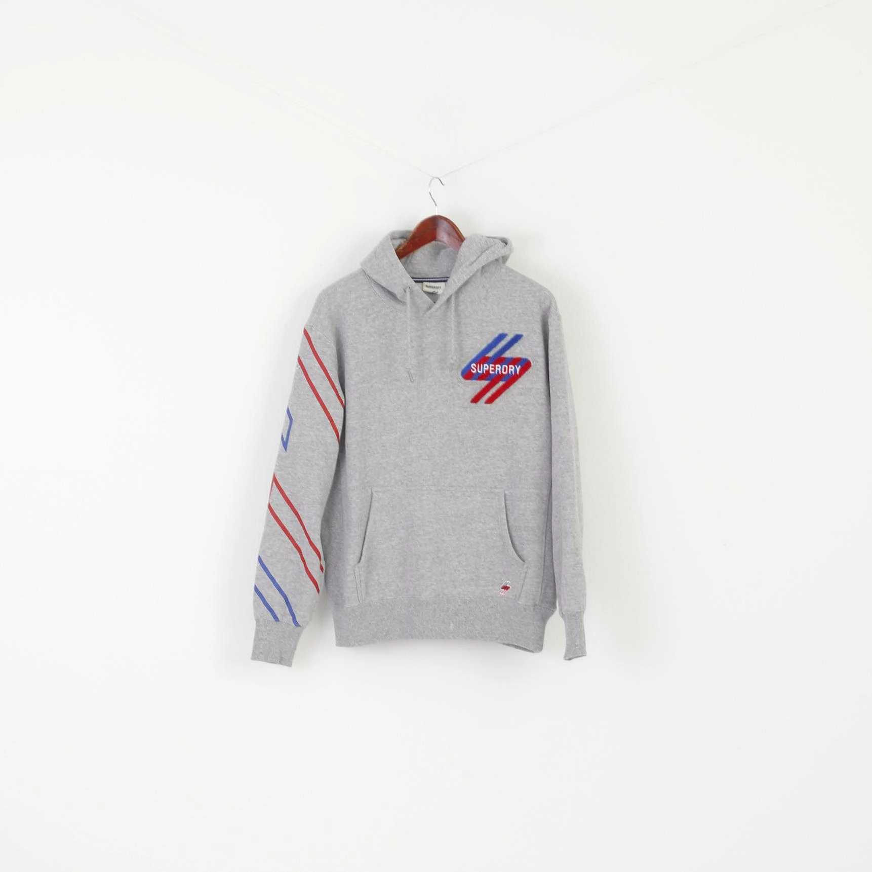 Home Wear Superdry Men L Sweatshirt Gray Cotton Vintage Logo Sportswear Hoooded Top