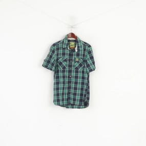 High-Quality Craftsmanship Superdry Men M (S) Casual Shirt Green Check Cotton Luberjack Twill Top