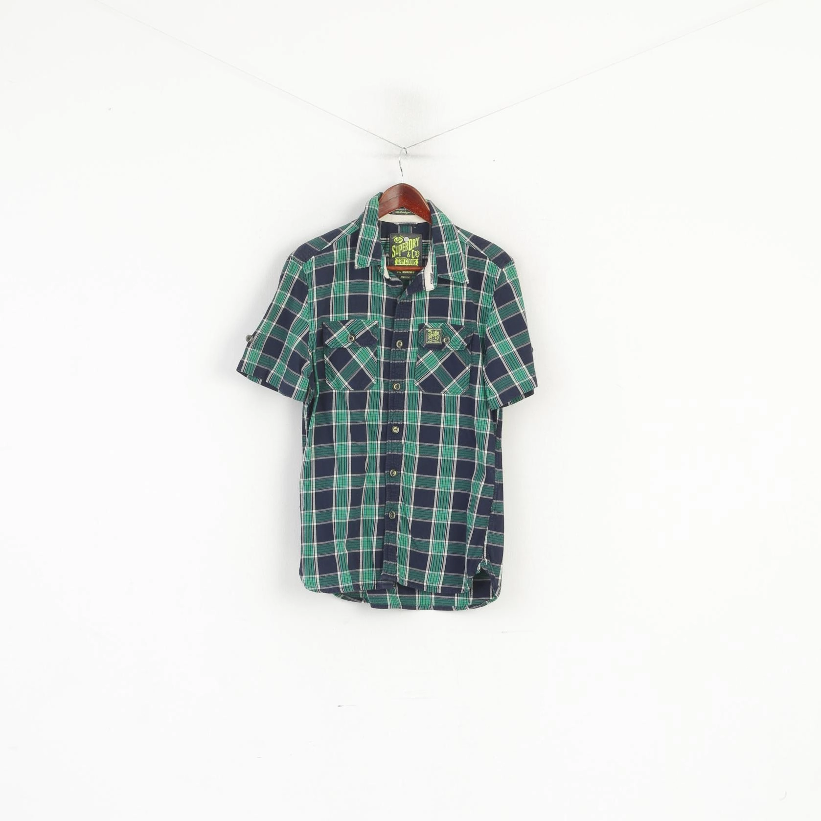 High-Quality Craftsmanship Superdry Men M (S) Casual Shirt Green Check Cotton Luberjack Twill Top
