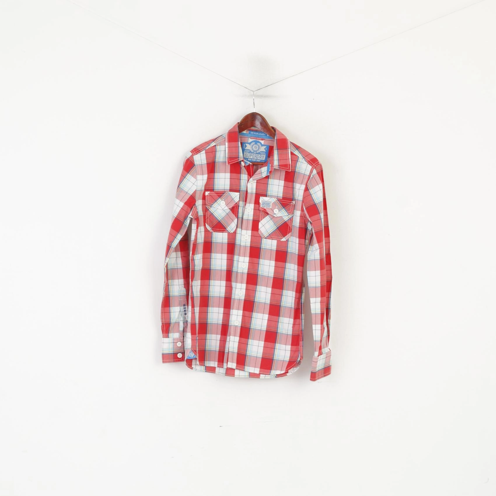 Neutral Colors Superdry Men S Casual Shirt Red Check Cotton The Washbasket Long Sleeve Top