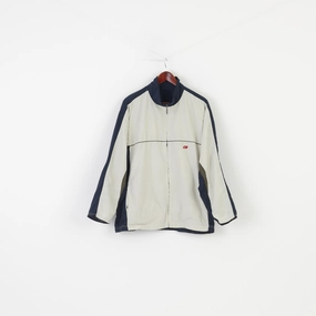 Nike Men L Jacket Crem Navy Vintage Sportswear Full Zipper 90s Activewear Top hat