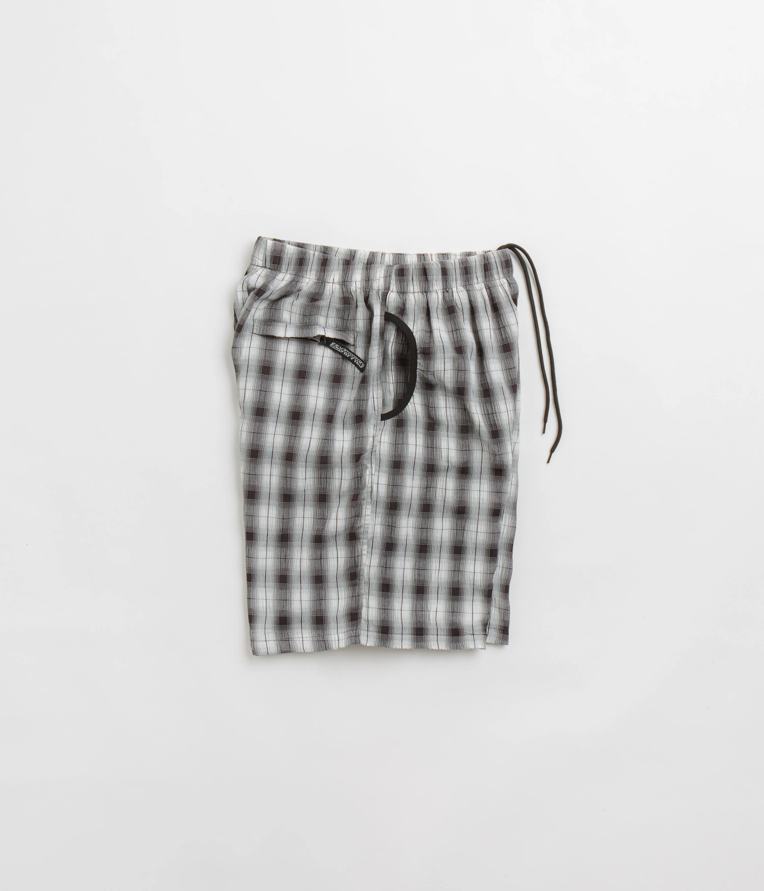 anti slip grip Sexhippies Seersucker Plaid Shorts - Black / White