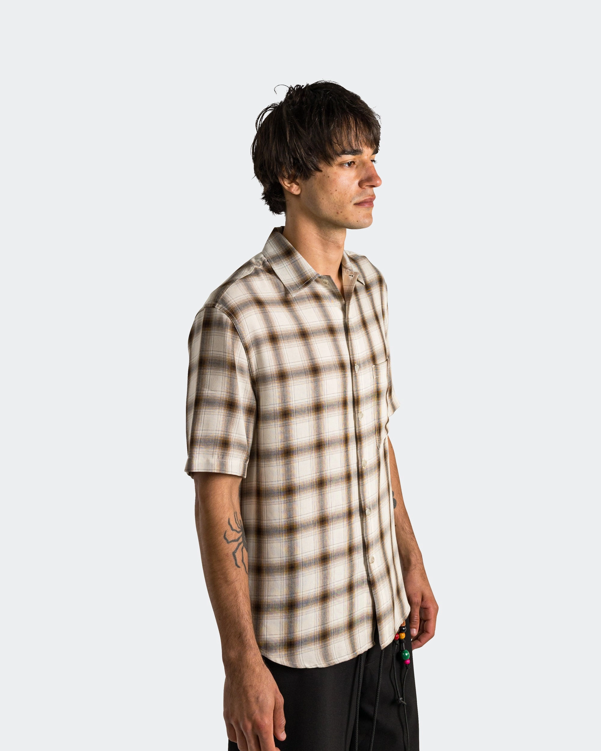 Seasonal top Indoor Event SS Oversized Shirt - White Ombre Check