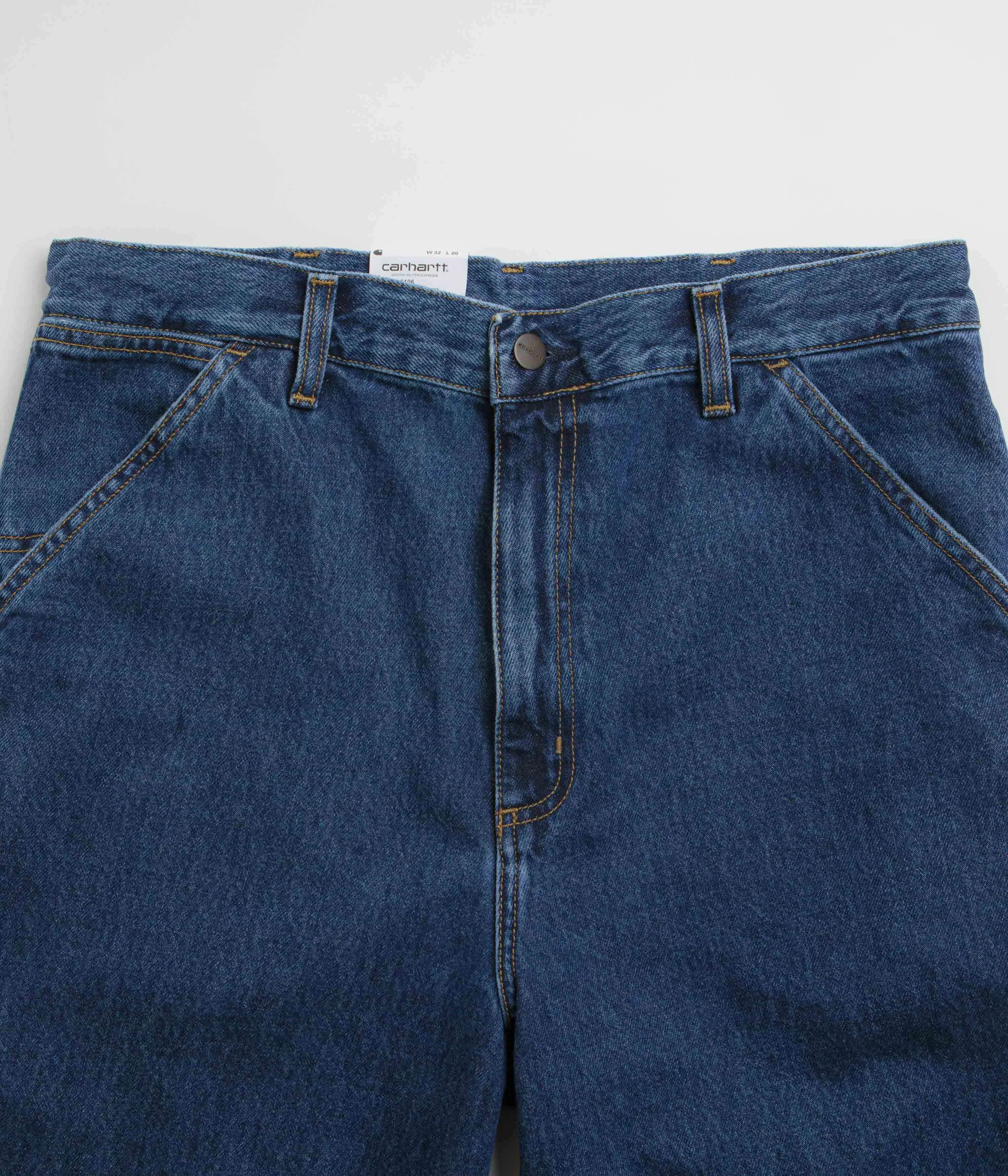 Reflective Trim Detail Carhartt Single Knee Shorts - Stone Washed Blue