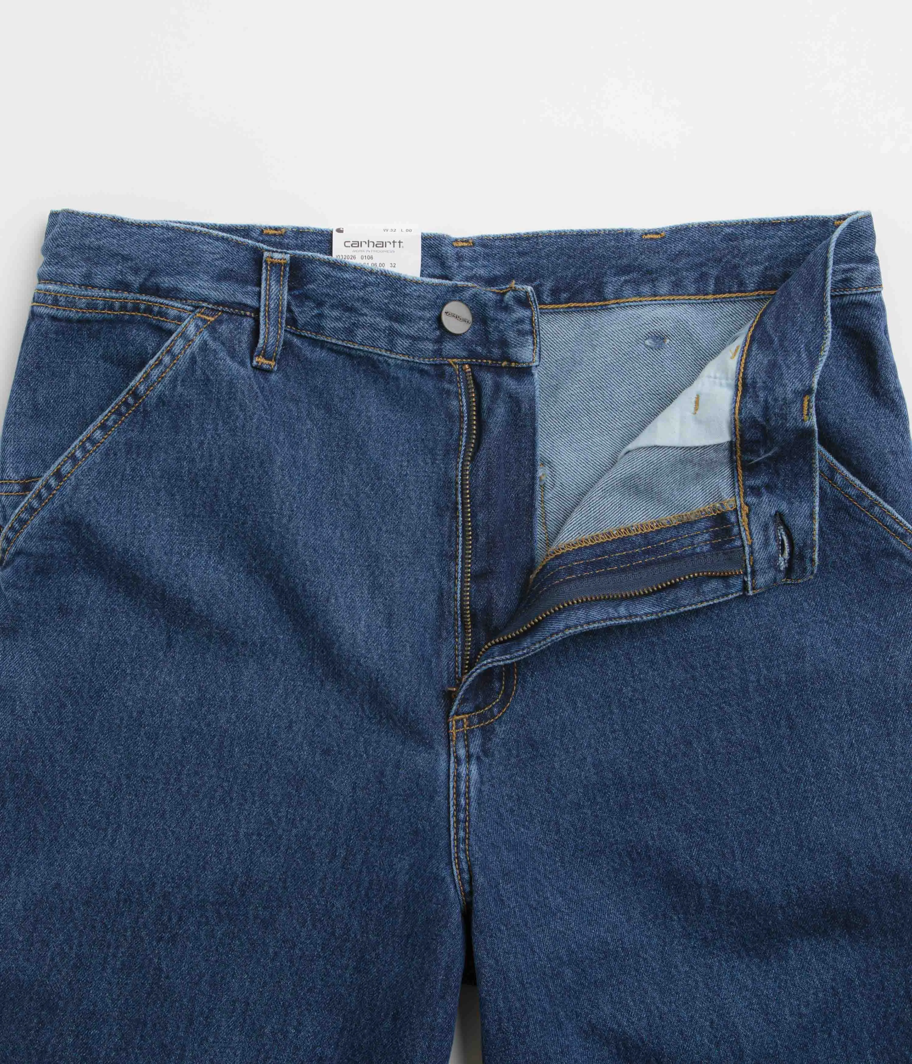 Carhartt Single Knee Shorts - Stone Washed Blue Bootcut style