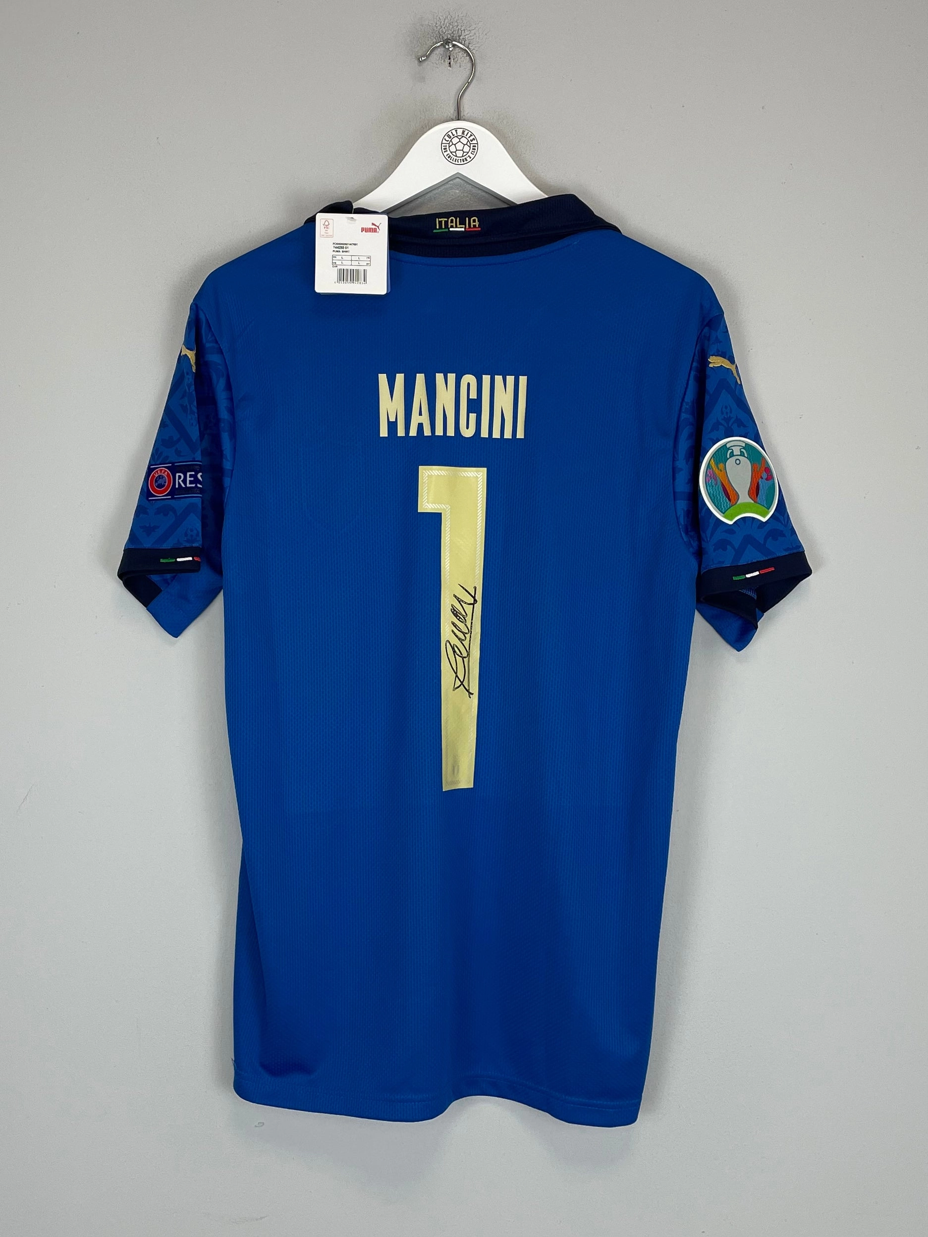 subtle style Ultra Soft Lining 2020/21 ITALY MANCINI #1 *SIGNED* BNWT HOME SHIRT (L) PUMA