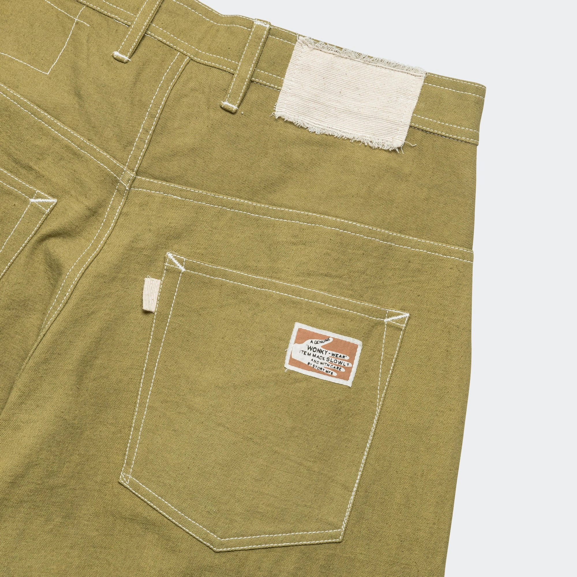 Layered Look Fenn Trousers - Canvas Olive Wonky-Wear