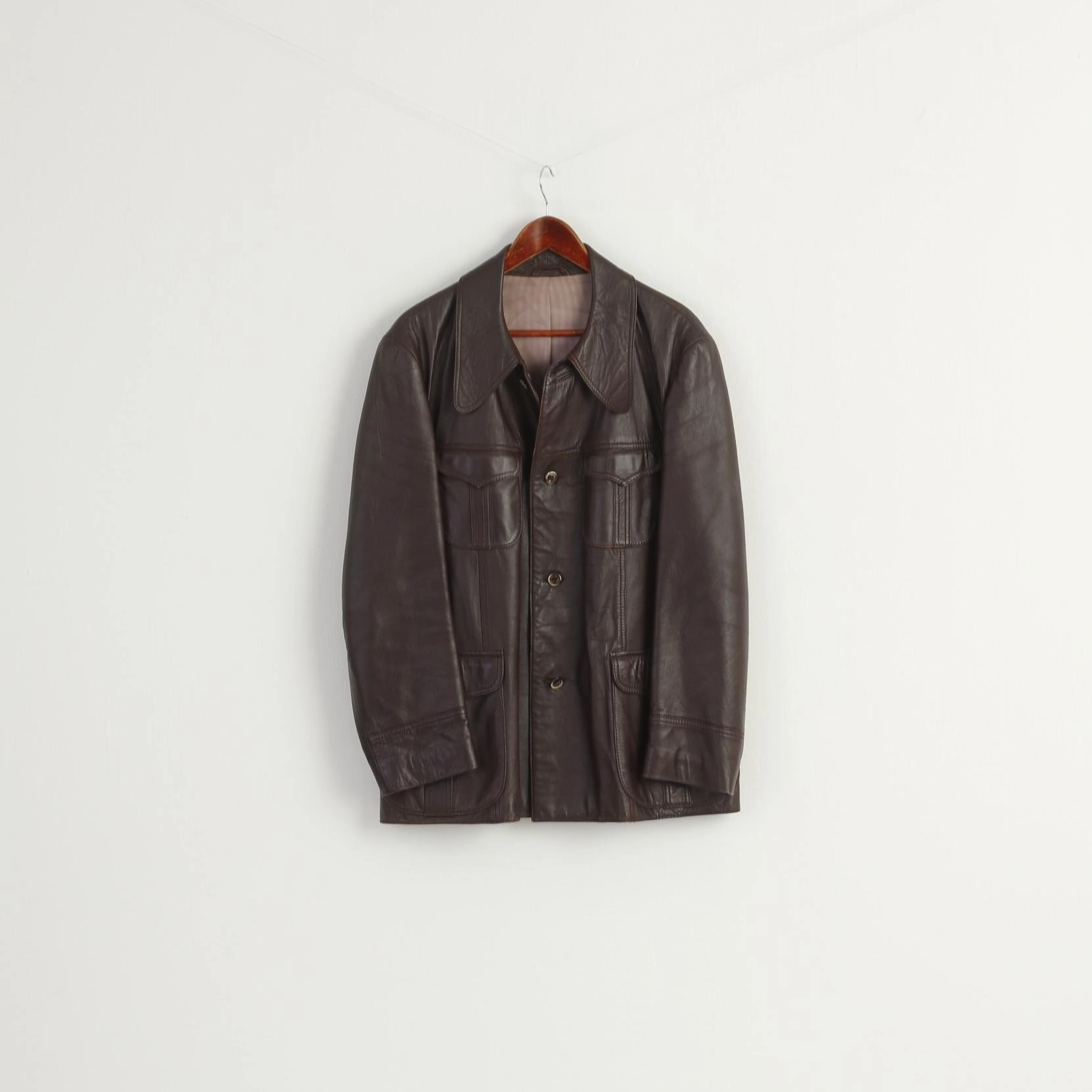 Double Layered Edges Meister Klasse Brisant Men 27 M Jacket Brown Leather Vintage Pockets Classic Top