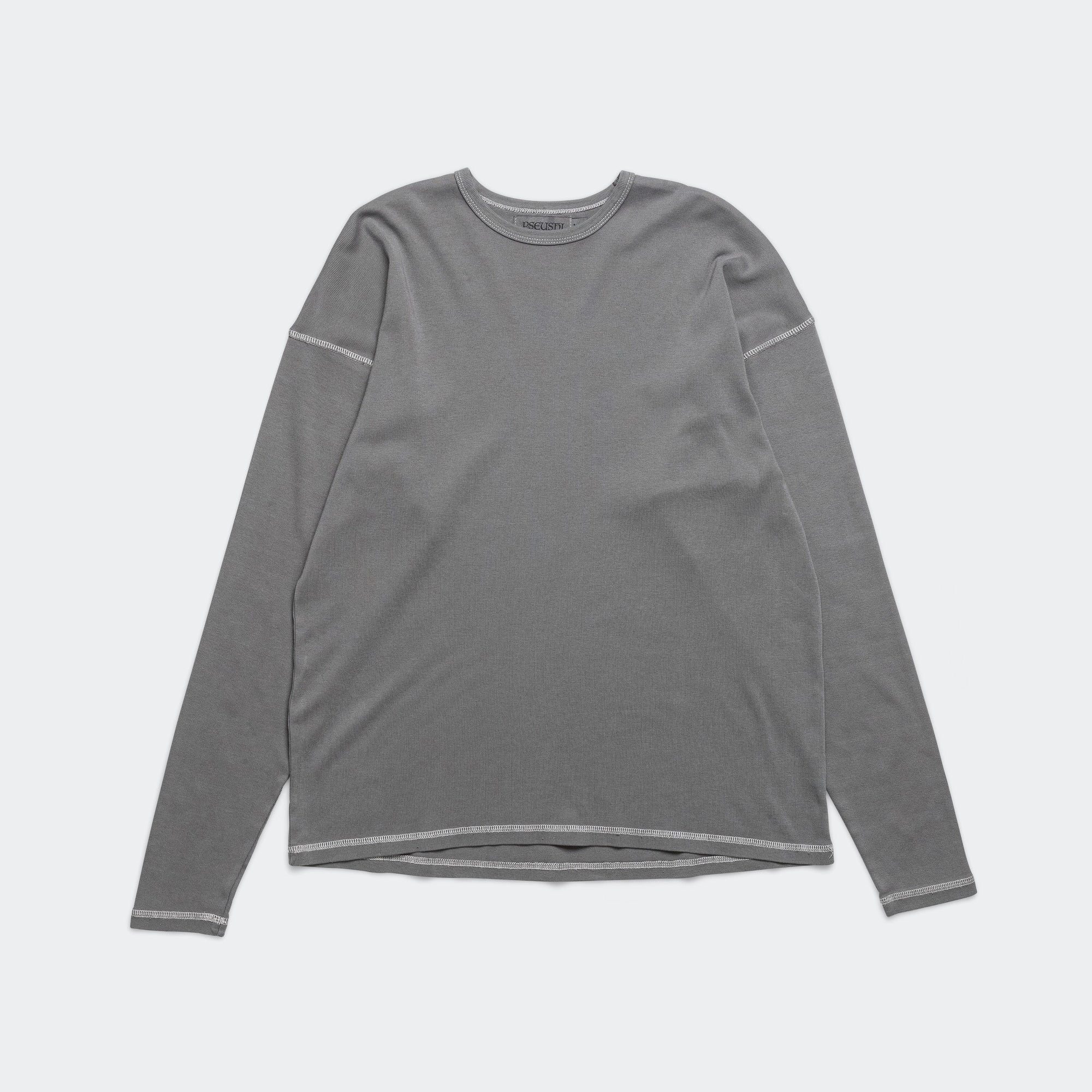 Heavy Rib Knit Long Sleeve Tee - Grey Anti Static Finish