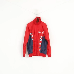 SWIX Men XXL Jacket Red Bomber Vintage Windbreaker Full Zip Activewear Top Universal Size Adaptation ConvertibleCollar