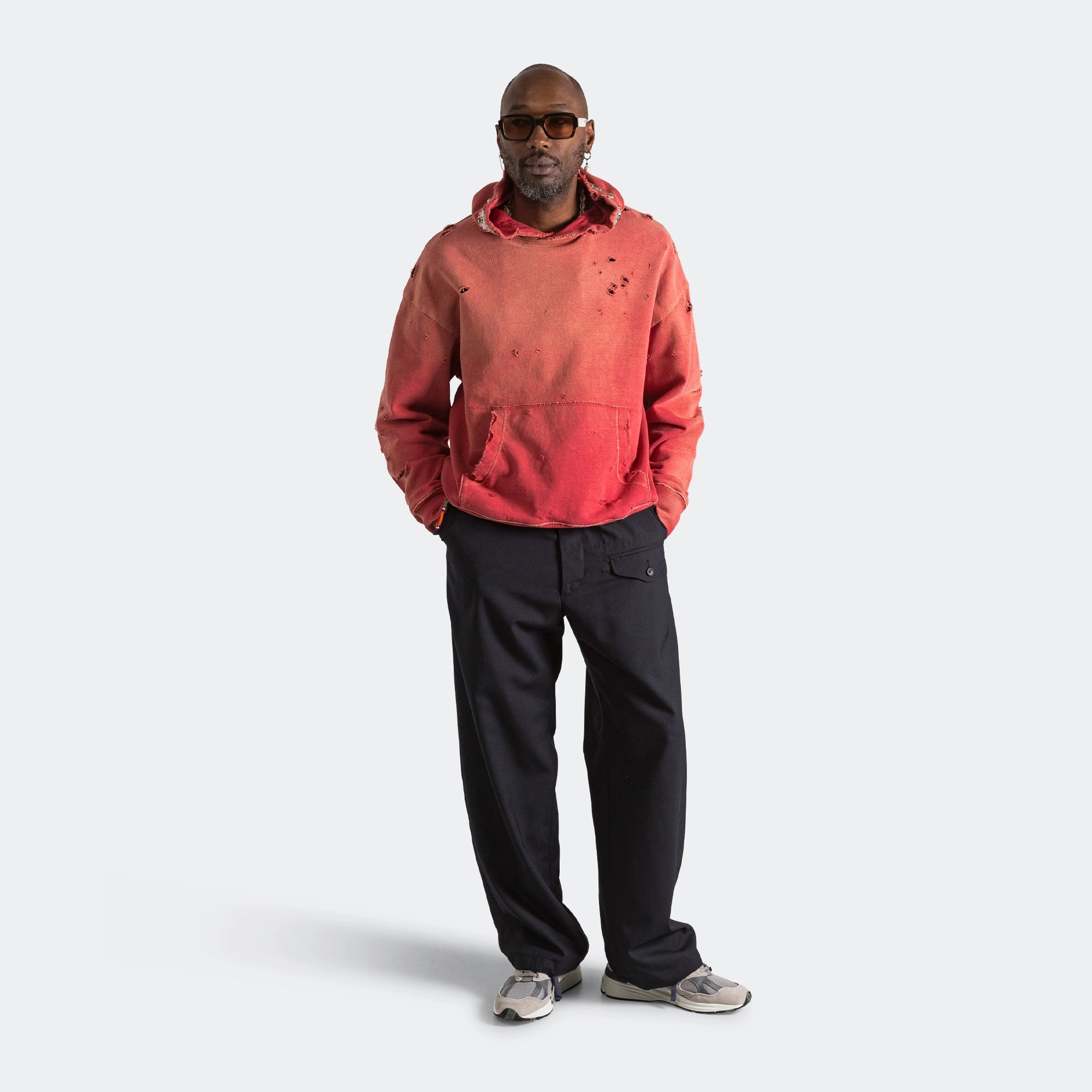 SWT Knit THRILLER Damaged Hoodie (STUDS) - Red product gift wrapping