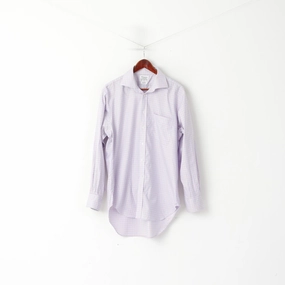 Standalone Option Contemporary Style T.M. Lewin Men 16.5 34.5 XL Casual Shirt Blue Pink Check Regular Fit Cotton Long Sleeve Top