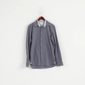 Diesel Men XL (L) Casual Shirt Blue Striped Cotton Long Sleeve Button Down Collar Top Airflow Ventilation System