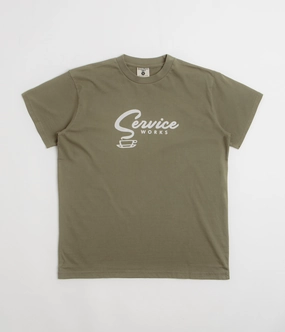 Service Works Espresso T-Shirt - Olive Stretchable Collar Band