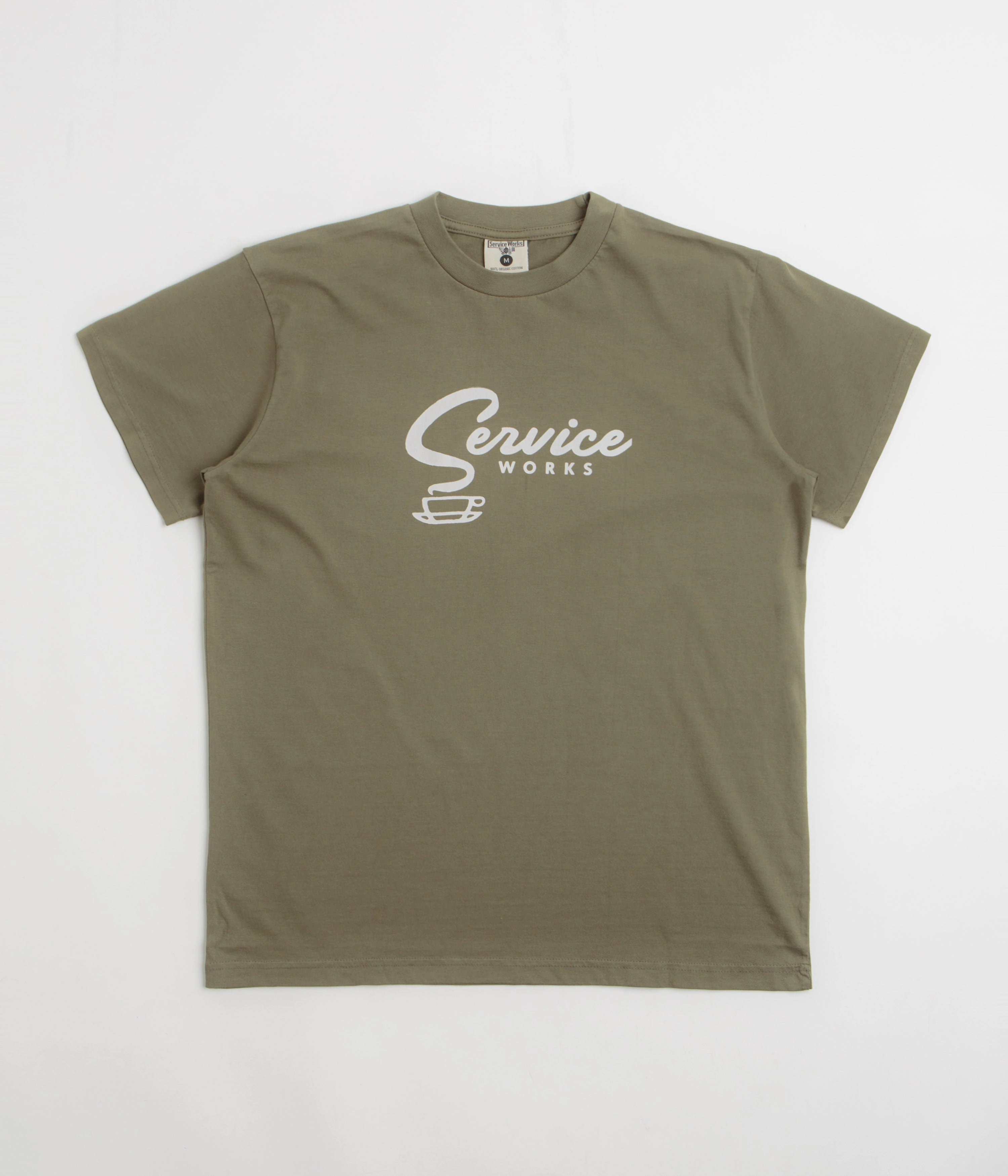Service Works Espresso T-Shirt - Olive Stretchable Collar Band