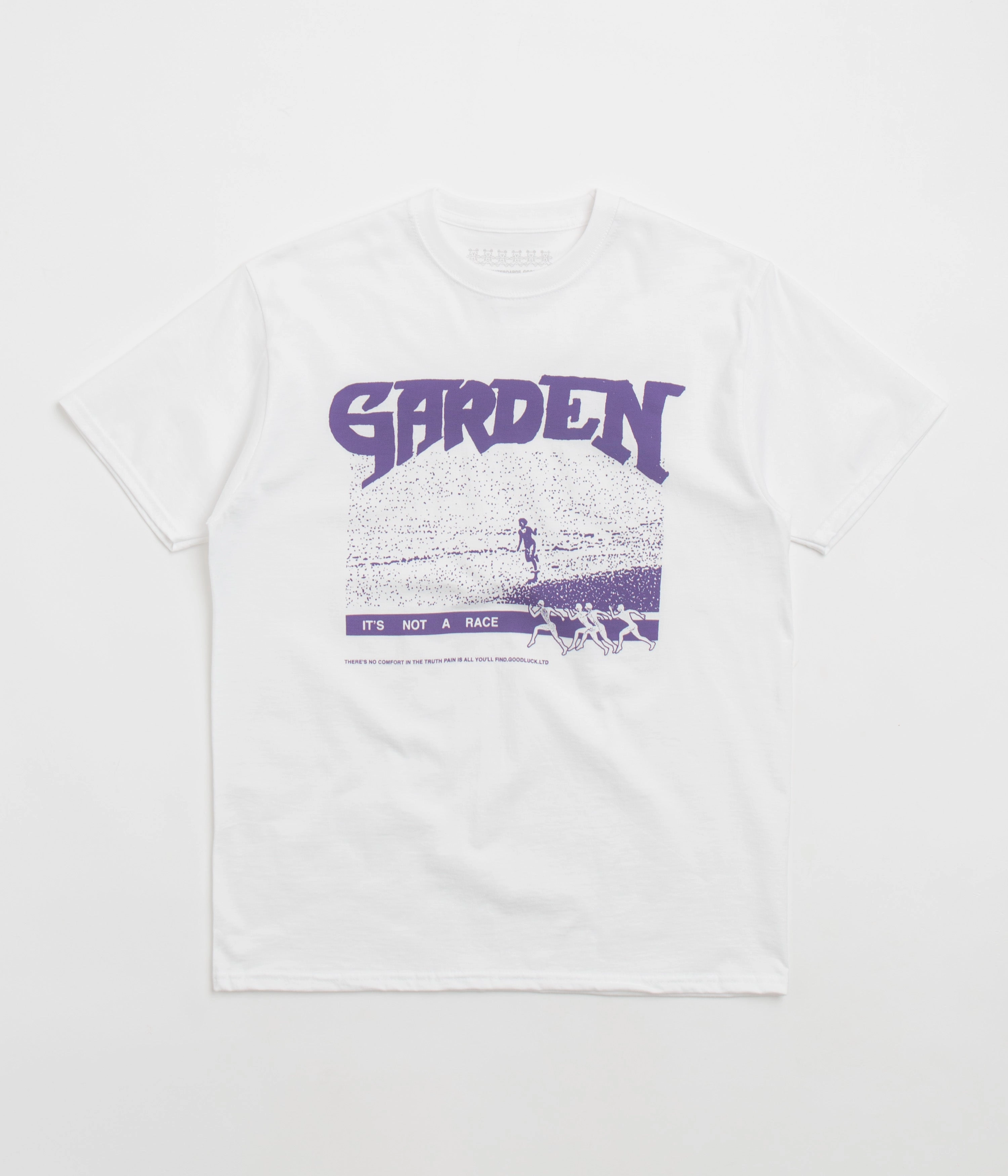 EcoFriendly Dye Essential Fit Garden Not A Race T-Shirt - White / Purple