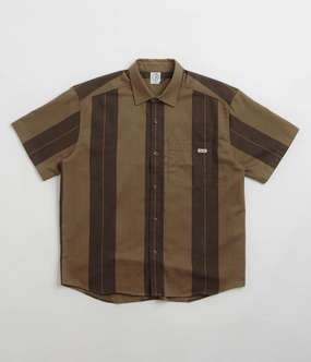 Polar Mitchell Short Sleeve Shirt - Brown Block Stripe Breathable Lining