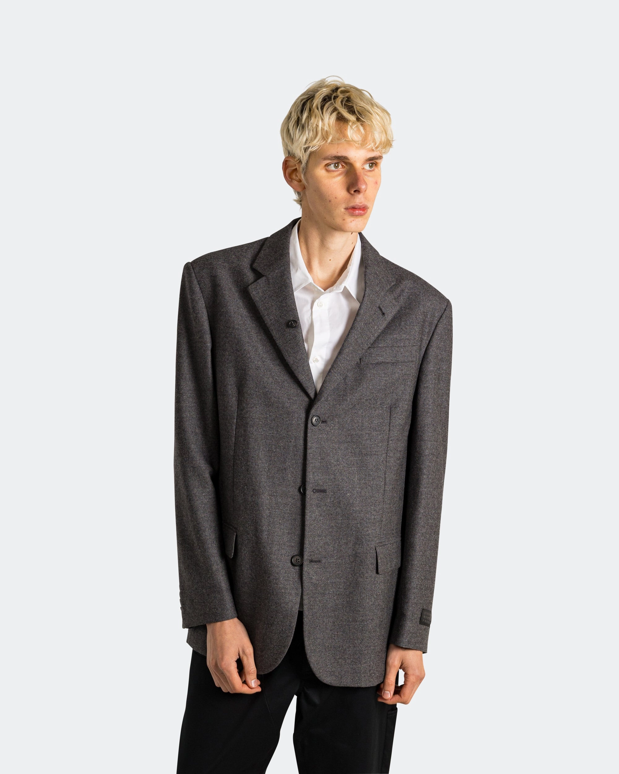 Eco Friendly Tailored Wool Jacket - Dark Grey Melange