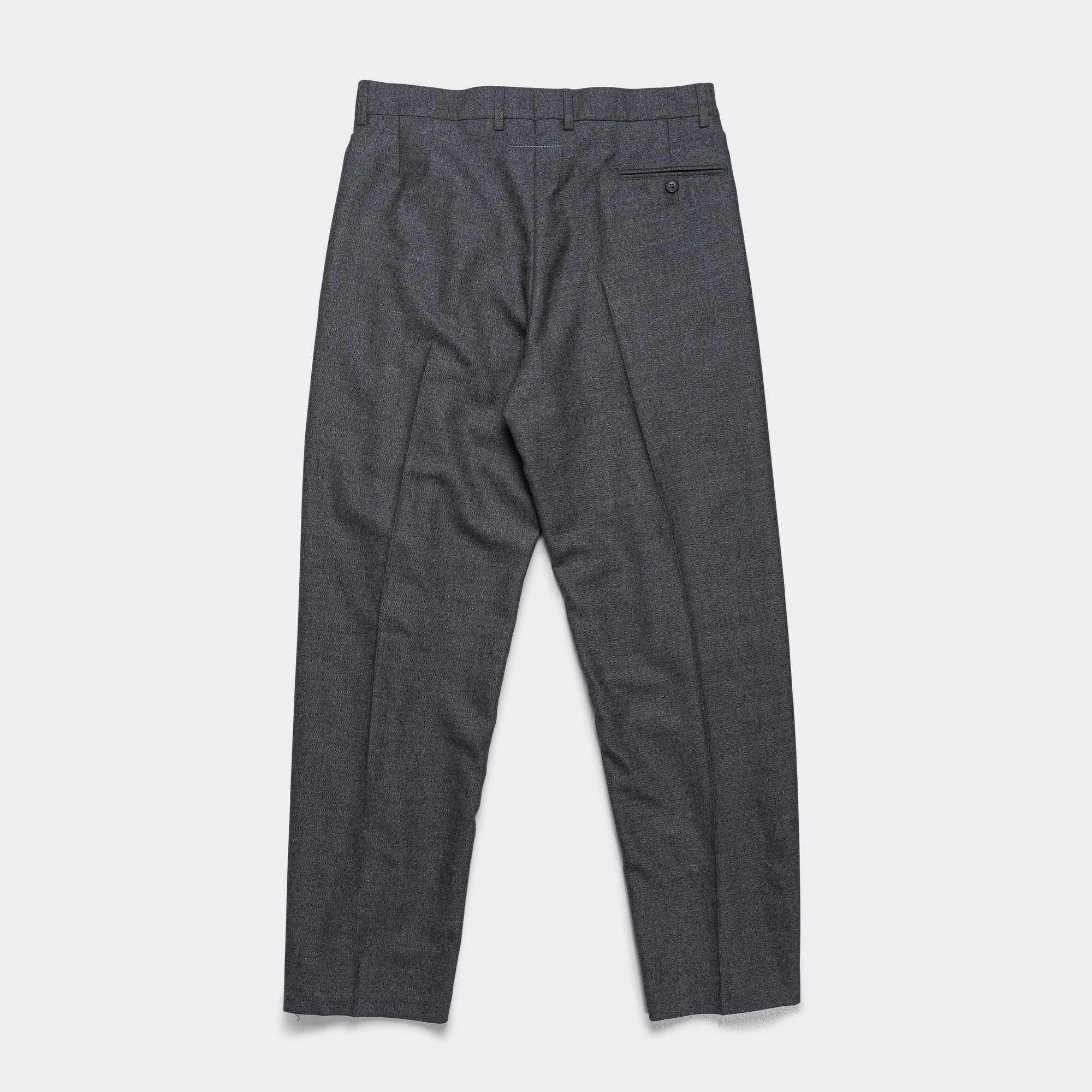 Tailored Wool Trousers - Dark Grey Melange Sustainable Material Blend Wrinkle Resistant Finish