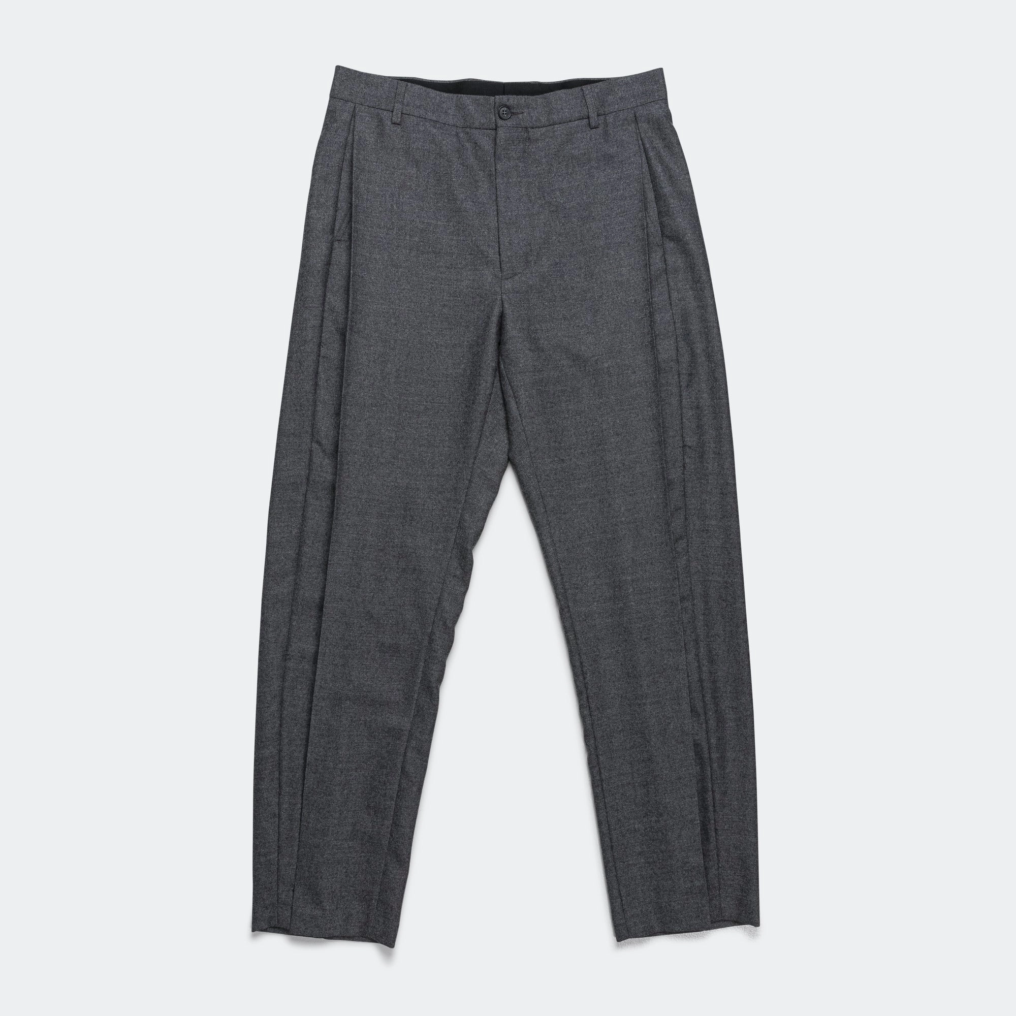 Tailored Wool Trousers - Dark Grey Melange Fashion Layer