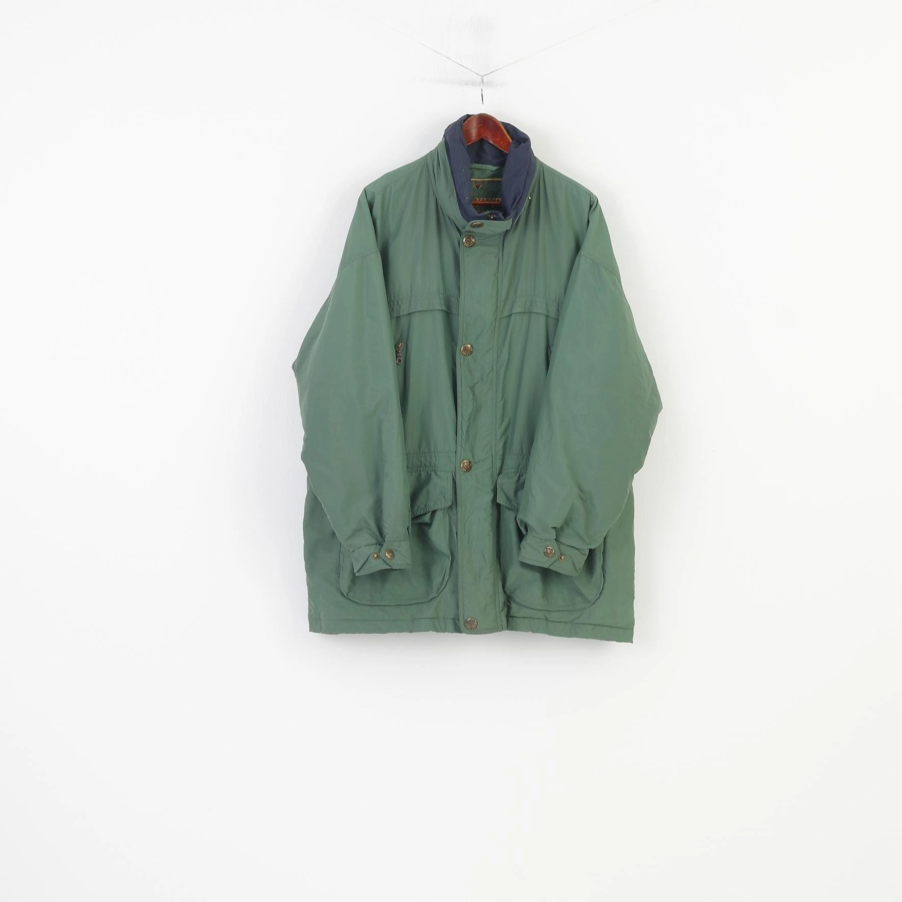 Klepper Men 54 Jacket Green Full Zipper Pockets Nylon Walking Sportswear Vintage Top Linen