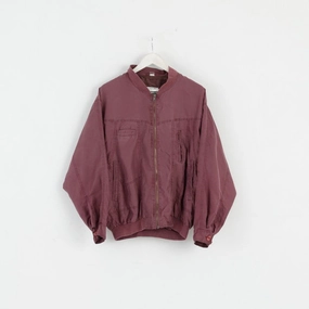 Franco Cellini Mens 40 S Jacket Plum 100% Silk Bomber Lightweight Zip Up Top Travel Ready