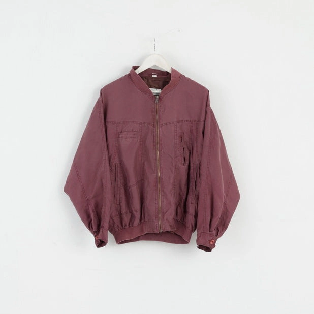 Franco Cellini Mens 40 S Jacket Plum 100% Silk Bomber Lightweight Zip Up Top Travel Ready