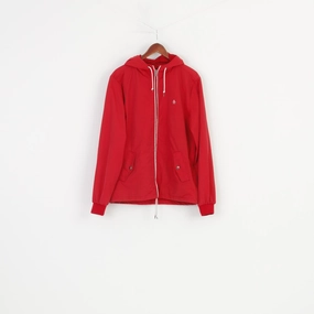 Penguin Men L Jacket Red Nylon Full Zipper Hood Outwear Top Low Profile Fasteners ReflectiveDetailing