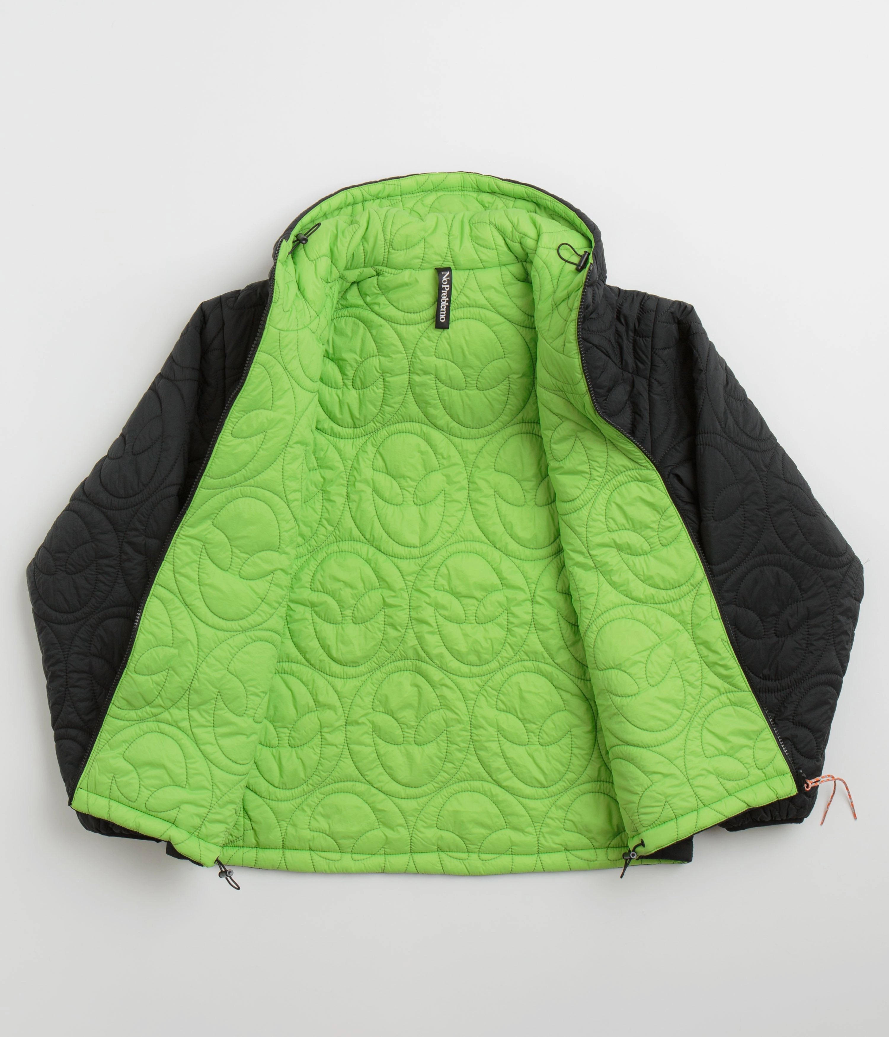 Functional Style Reinforced Shoulders No Problemo Alien-O Quilted Liner Jacket - Black