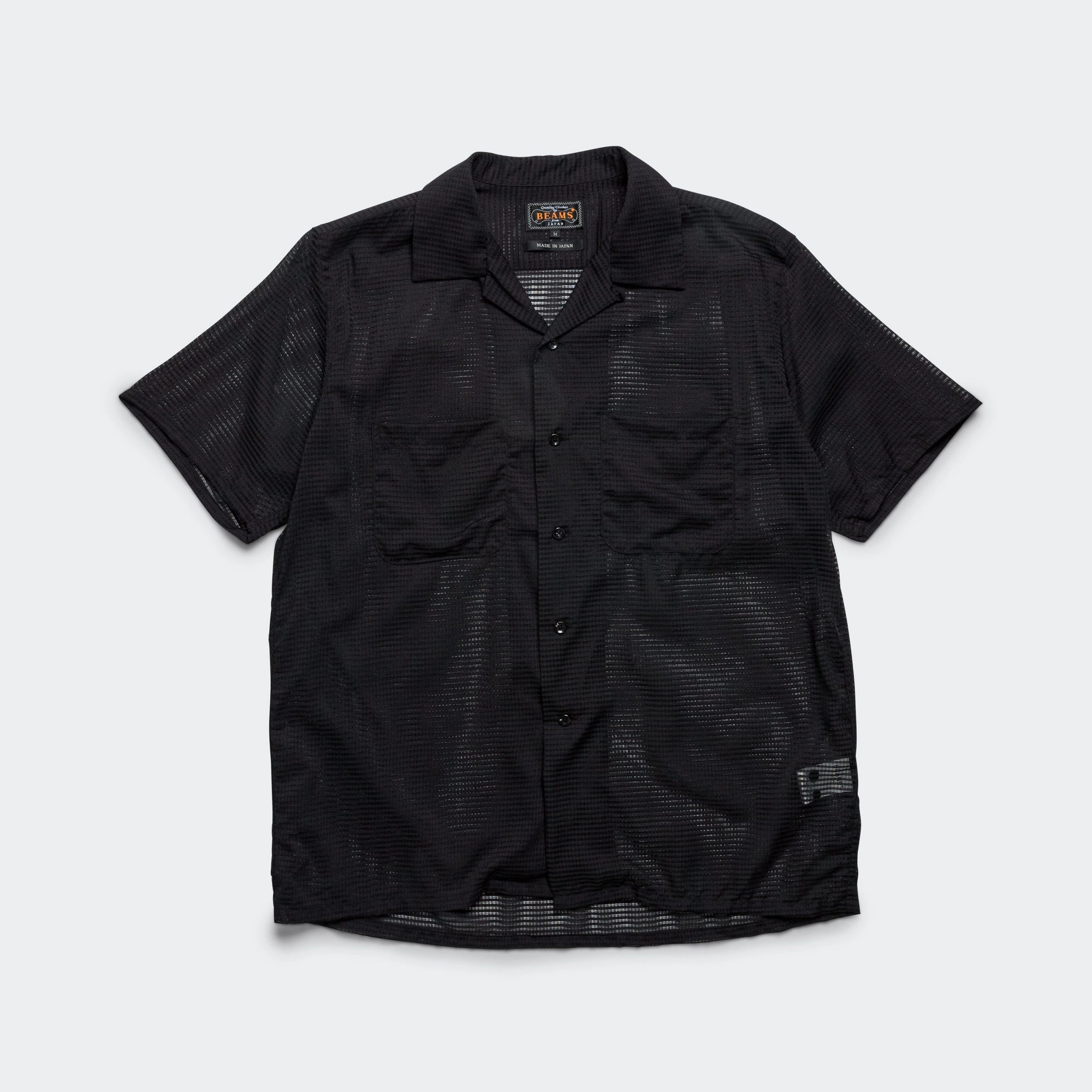 Open Collar Mesh SS Shirt - Black Ruffle Edge No Chafe Edging