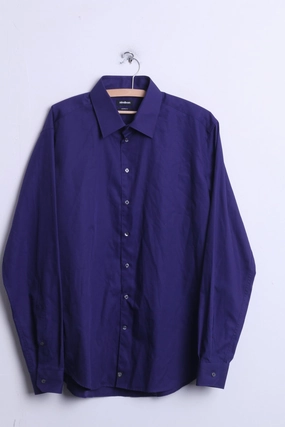 Moisture Wicking Material Fitted Cut Strellson Mens 43 17 Casual Shirt Purple Shaped Fit Cotton