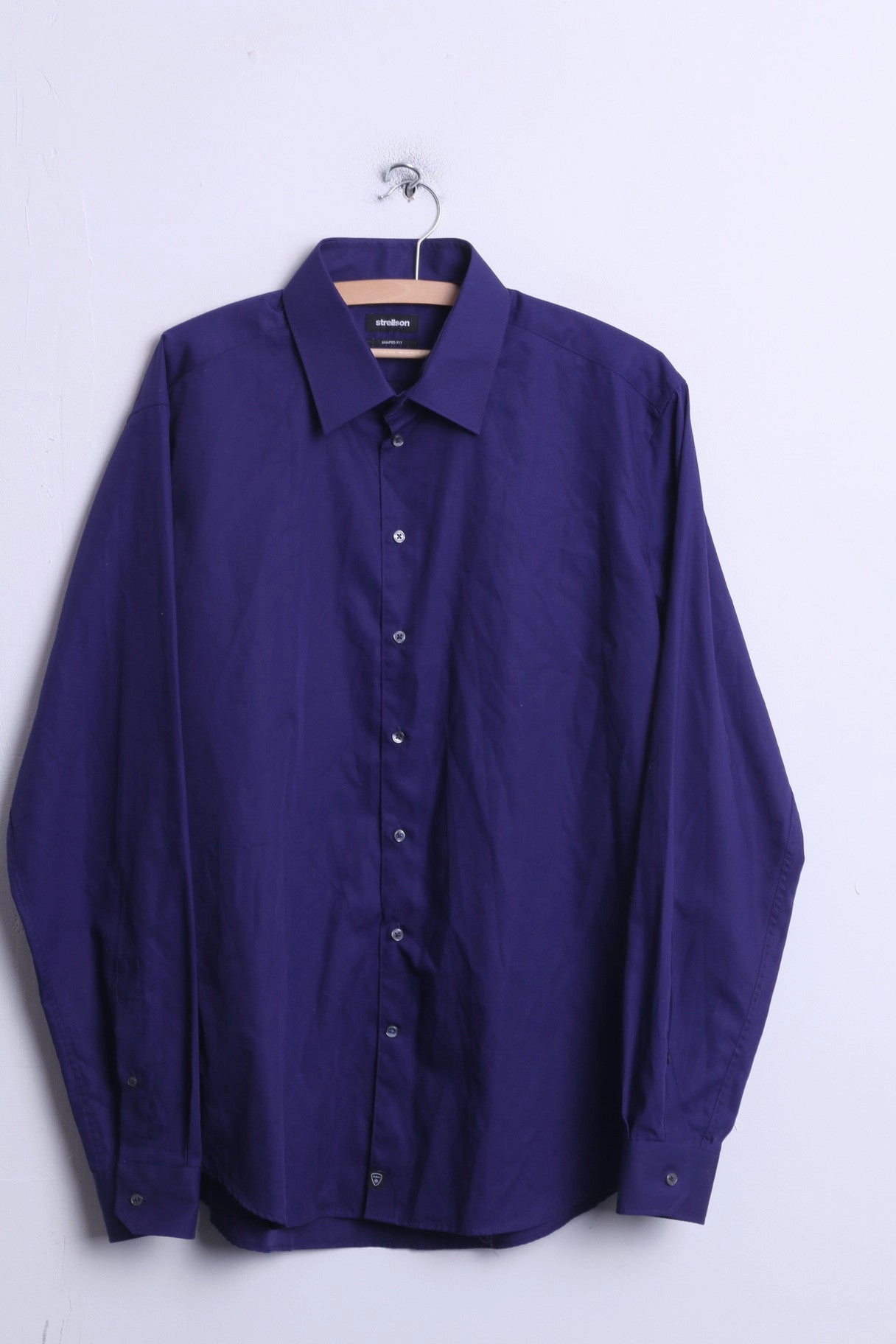 Moisture Wicking Material Fitted Cut Strellson Mens 43 17 Casual Shirt Purple Shaped Fit Cotton