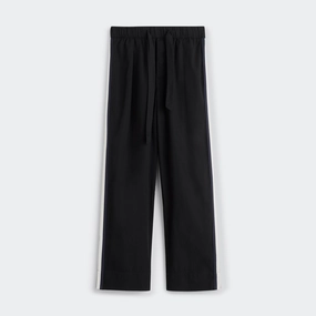 Pyjama Pants Grosgrain Side Stripe - All Black Cotton Poplin HypoallergenicMaterial