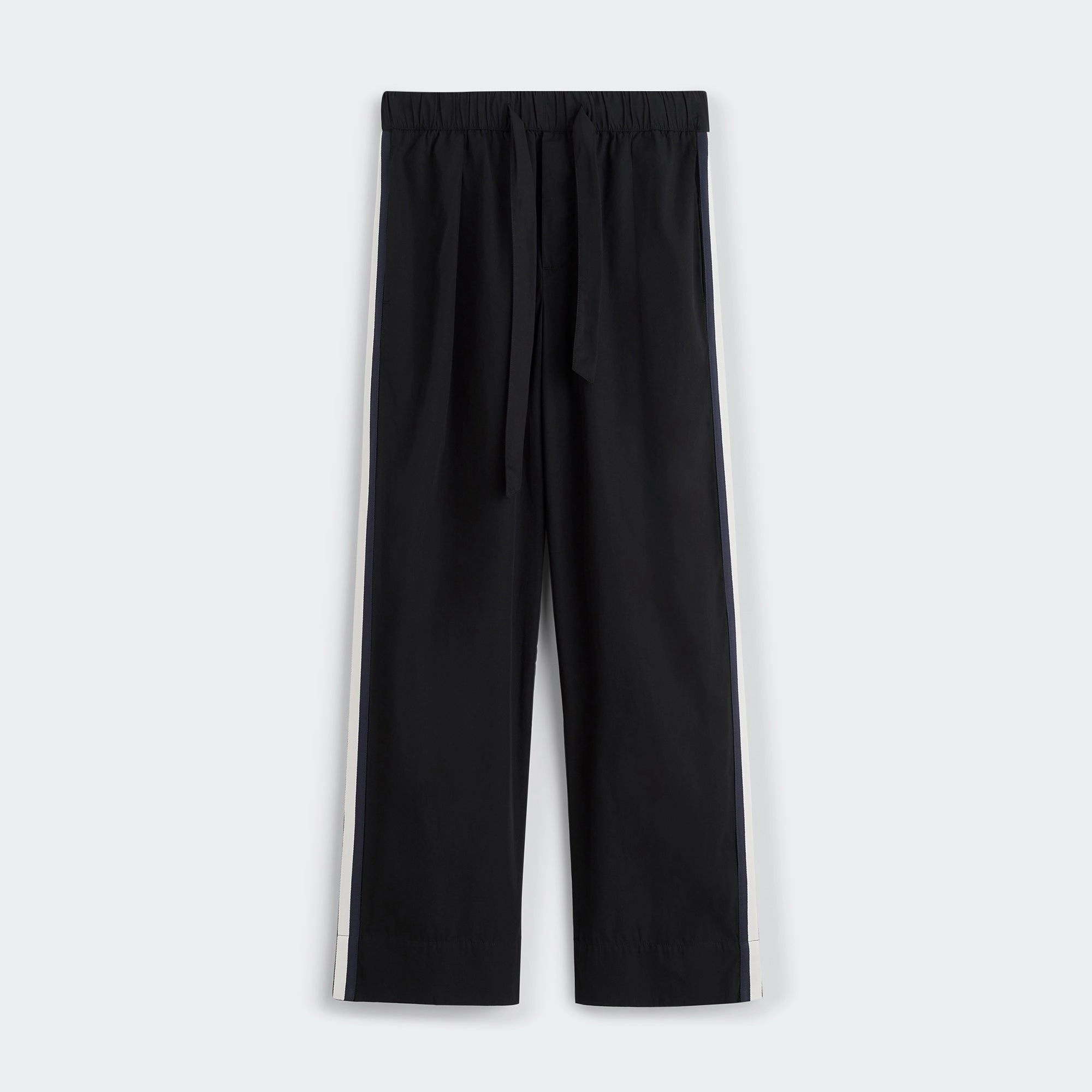 Pyjama Pants Grosgrain Side Stripe - All Black Cotton Poplin HypoallergenicMaterial