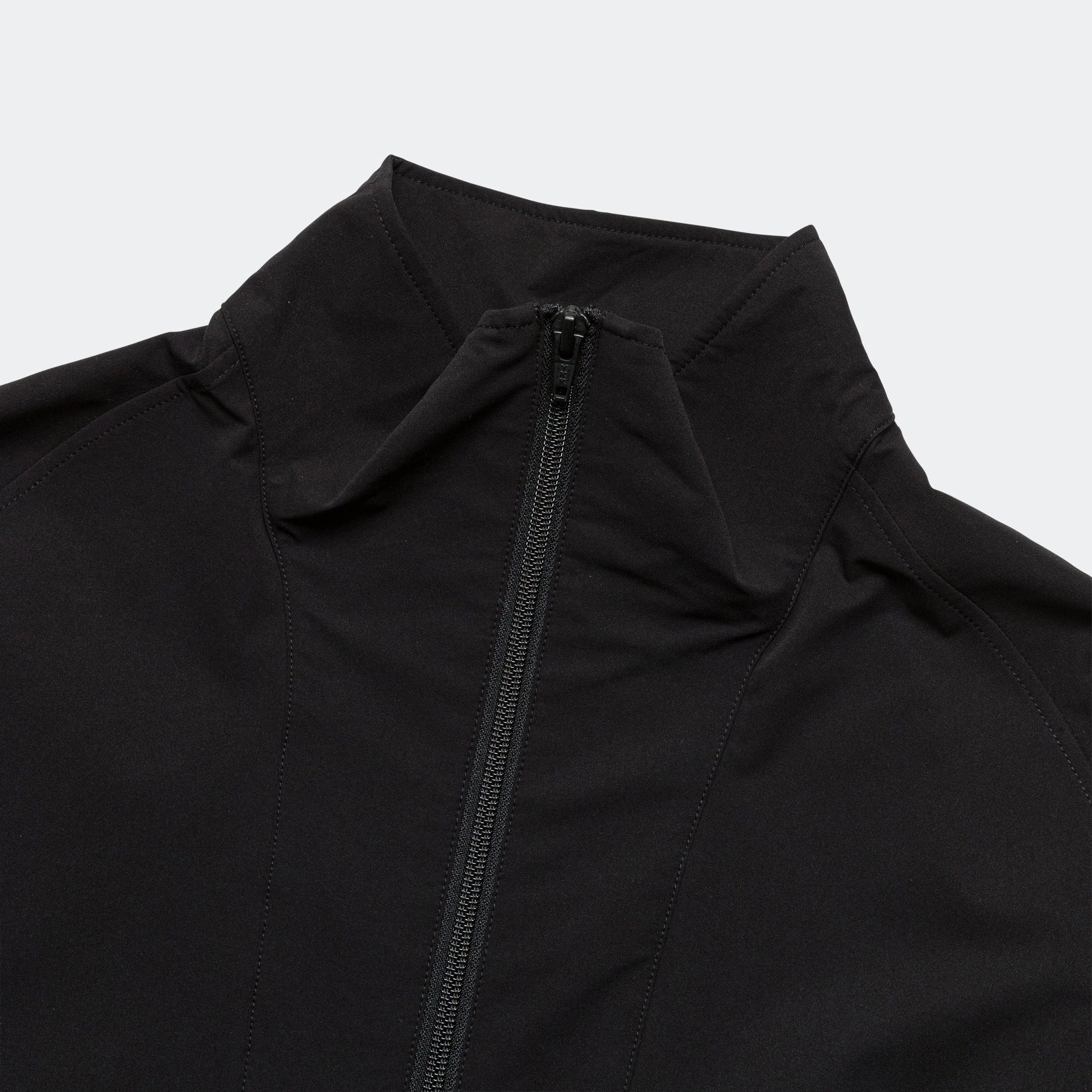 Tech Half-Zip Stand Jacket - Black Bonded Closure Mechanism Lightweight Waterproof Jacket