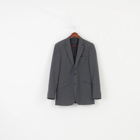 Reinforced Seams elastic waistband Charlton Gray Men 38 Blazer Grey Breasted Exclusively at Slaters Mens Wear Jacket Top