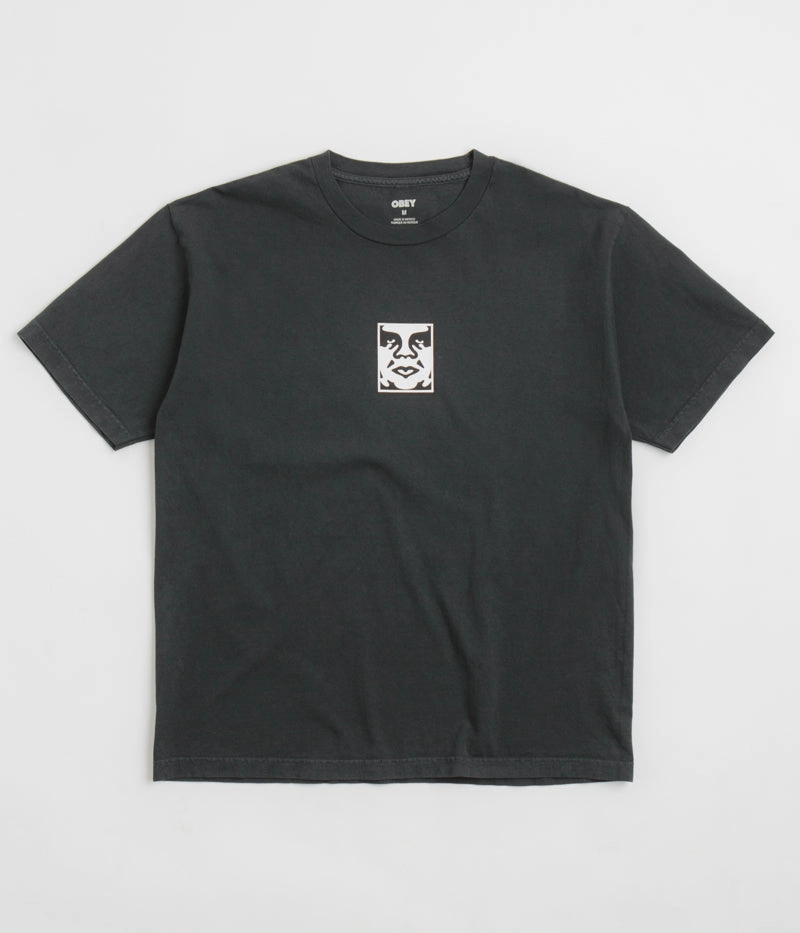 Work efficiency Obey Icon Face T-Shirt - Pigment True Vintage Black