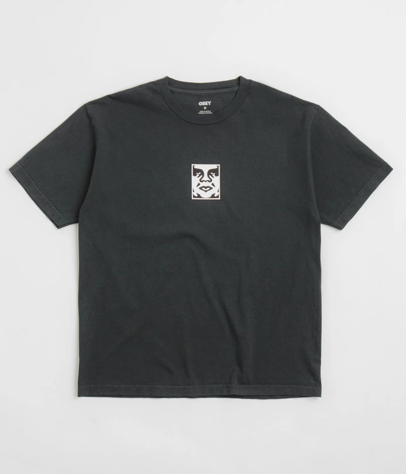 Obey Icon Face T-Shirt - Pigment True Vintage Black back to school