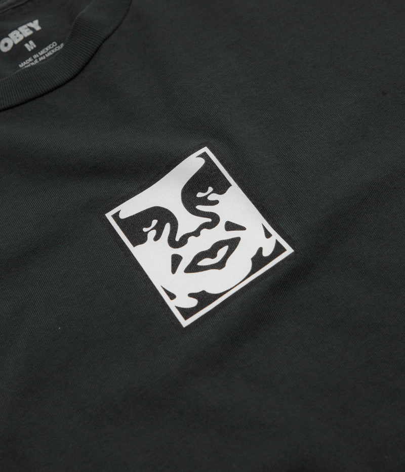 Obey Icon Face T-Shirt - Pigment True Vintage Black Essential Fashion Sustainable Dye Process