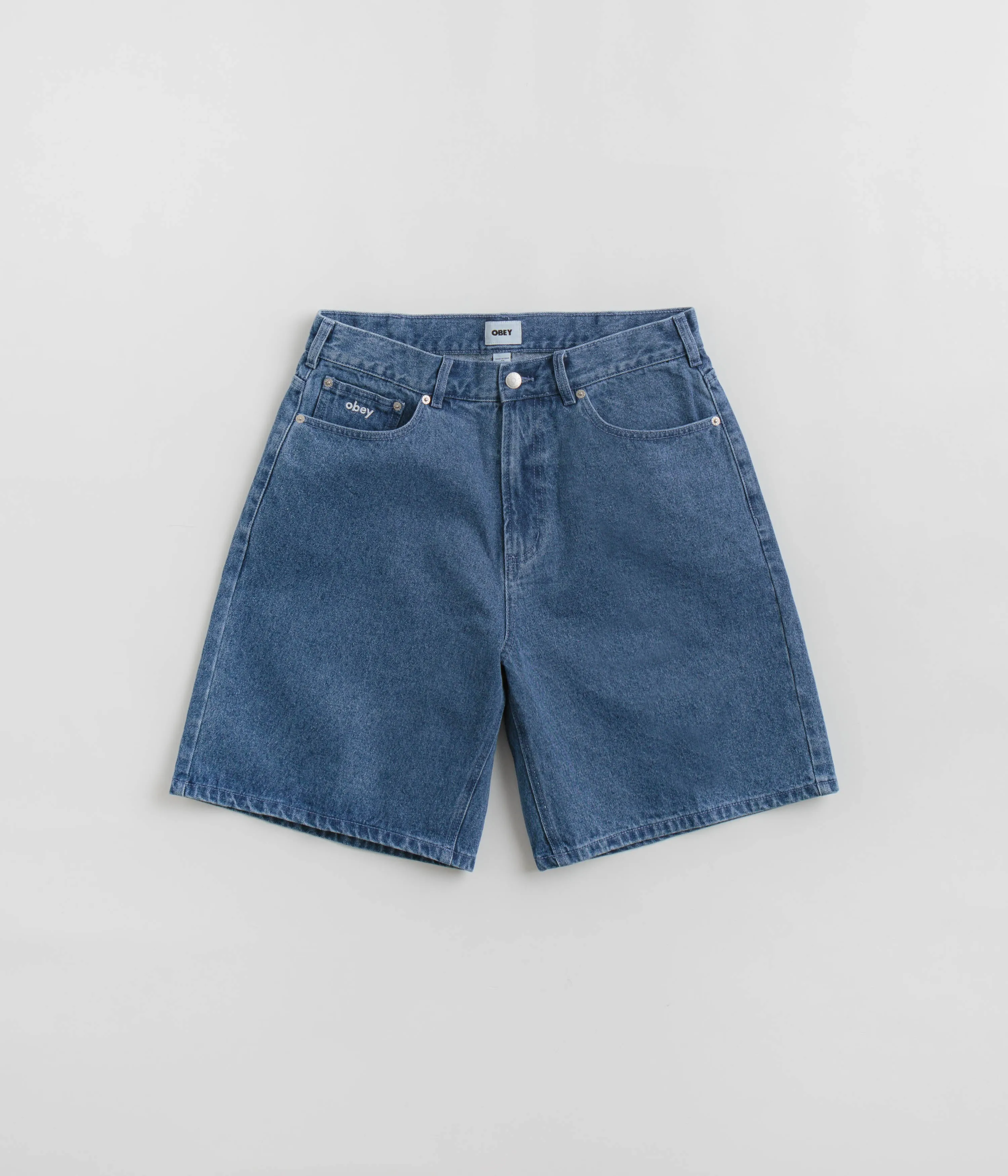 printed shorts Obey Bigwig Baggy Denim Shorts - Light Indigo