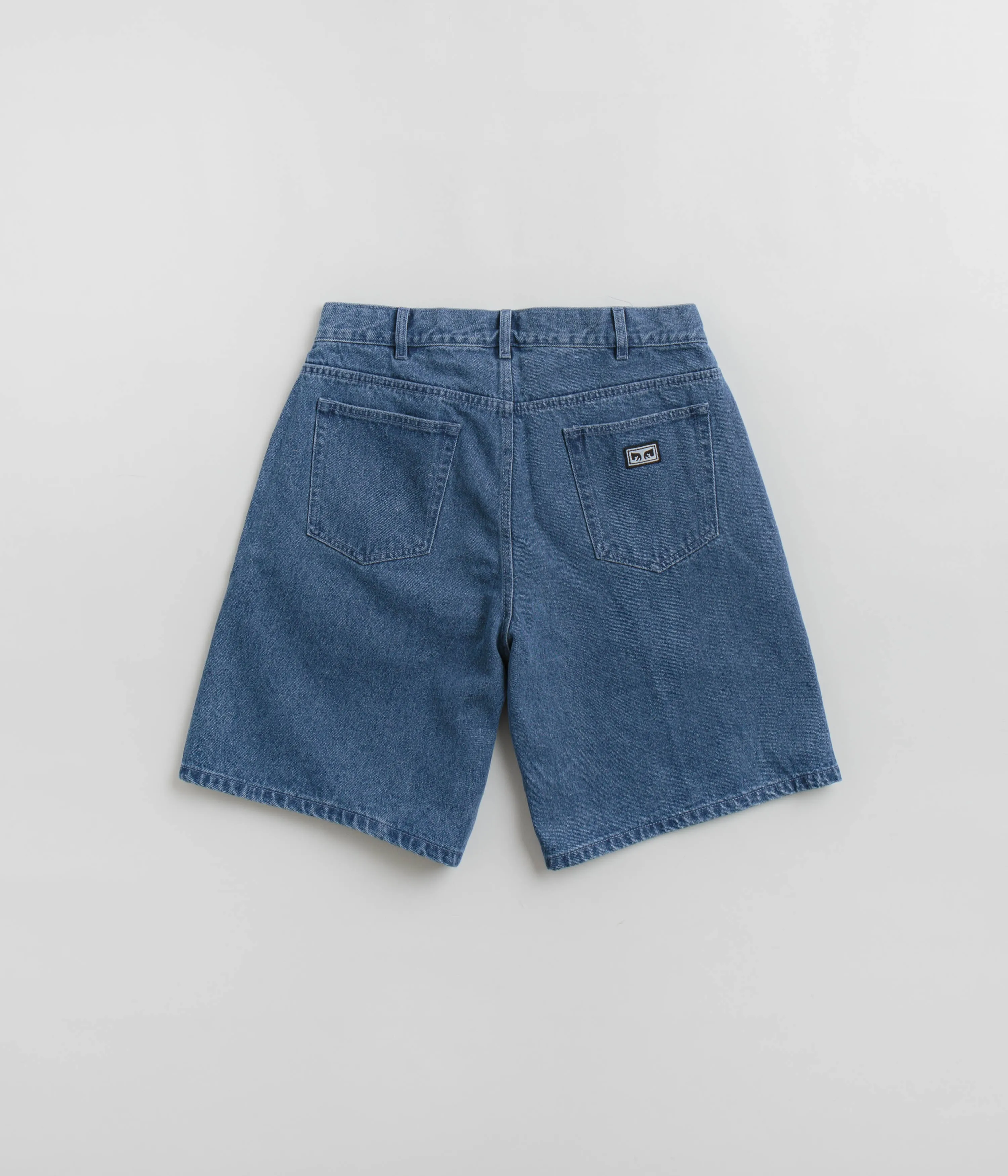 Sport Fit Vented Hem Details Obey Bigwig Baggy Denim Shorts - Light Indigo