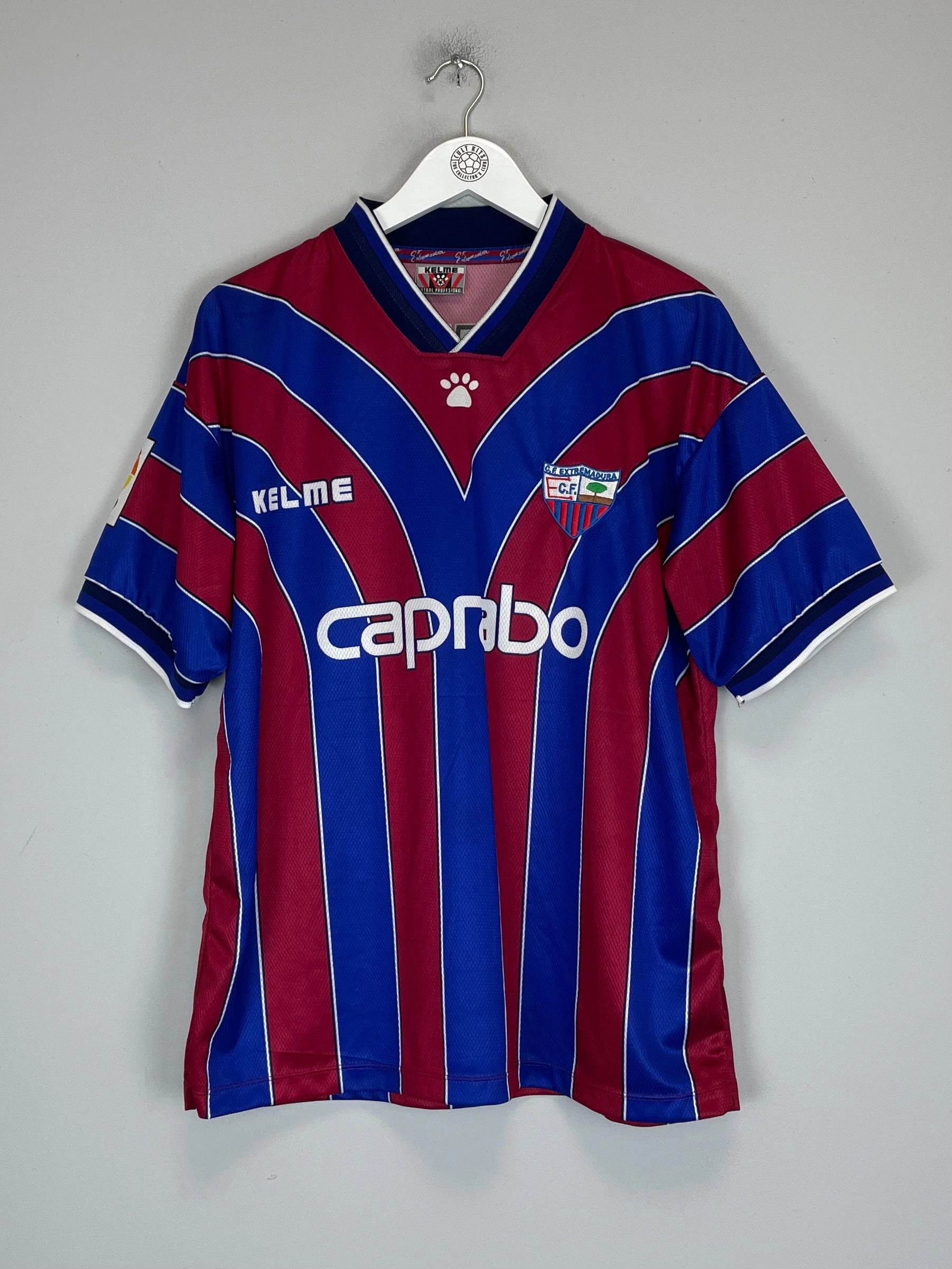 Hybrid Ply Construction tech fabric 1998/99 EXTREMADURA DAVID #16 *MATCH ISSUE* HOME SHIRT (M) KELME