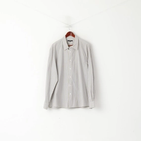 Jaeger Men XXL Casual Shirt Purple Green Striped Cotton Long Sleeve Top Special Occasion tailored look