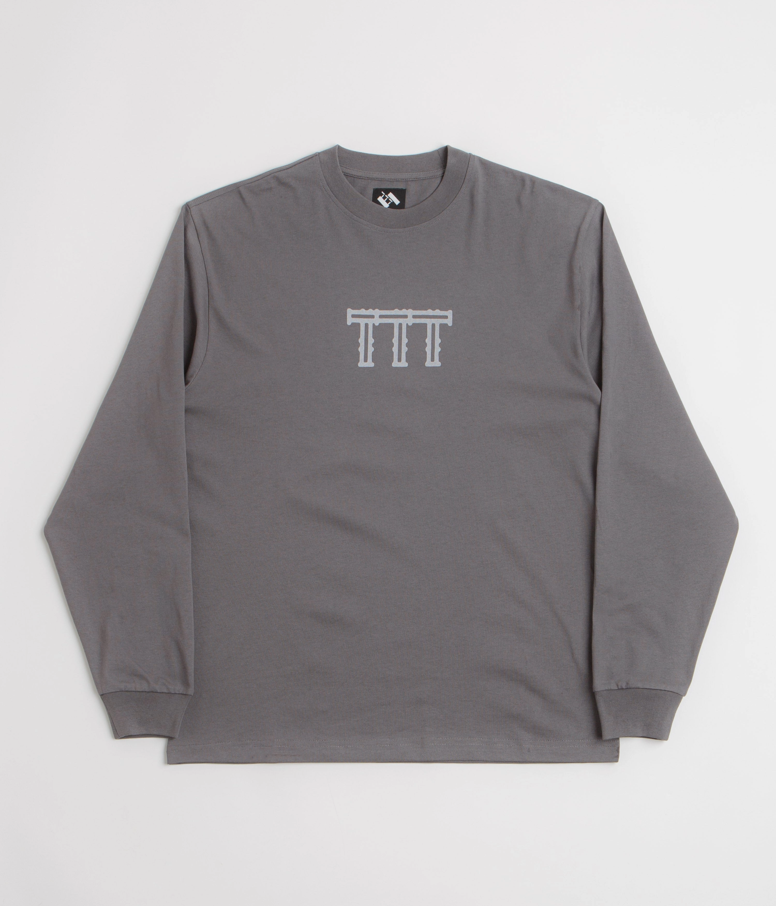The Trilogy Tapes Cross Lattice Long Sleeve T-Shirt - Charcoal Everyday Comfort Basic Wardrobe Piece