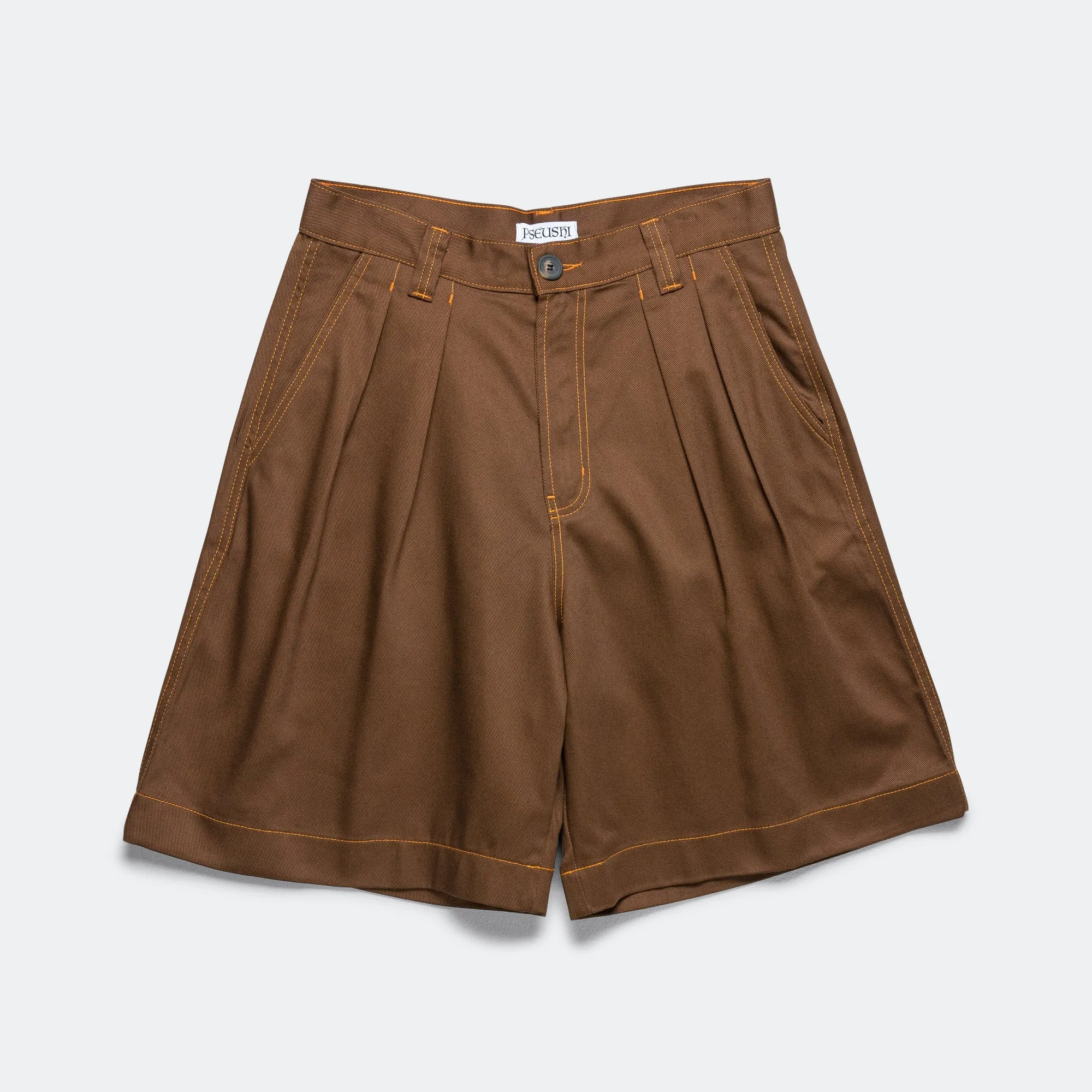 Easy Match Pleated Oversized Shorts - Brown/Orange
