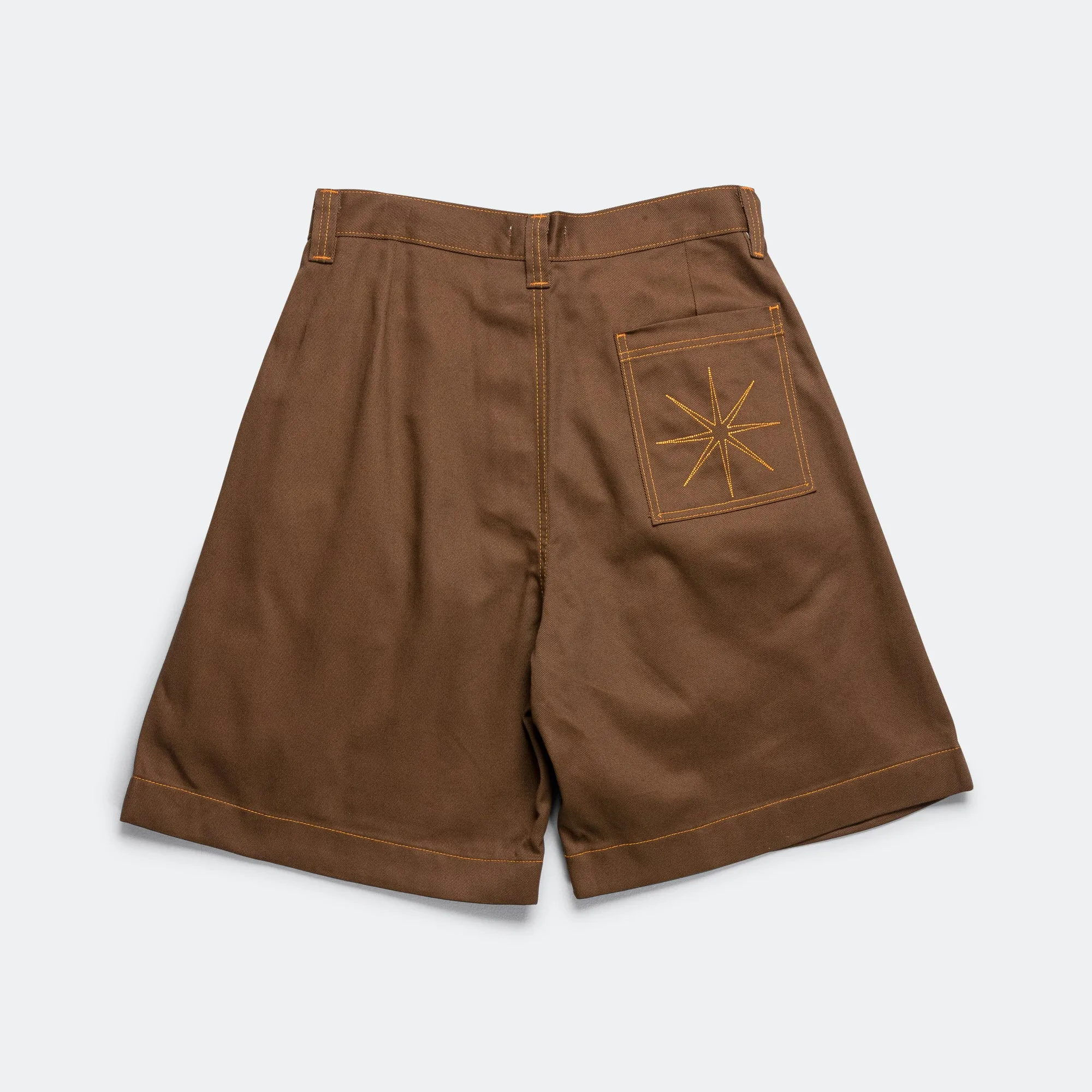 ski wear Pleated Oversized Shorts - Brown/Orange