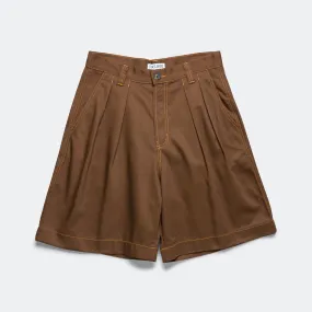 Easy Match Pleated Oversized Shorts - Brown/Orange