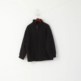 Gant USA Men L Jacket Navy Wool New Haven Bomber Full Zipper Classic Top Non Irritating Collar Threat