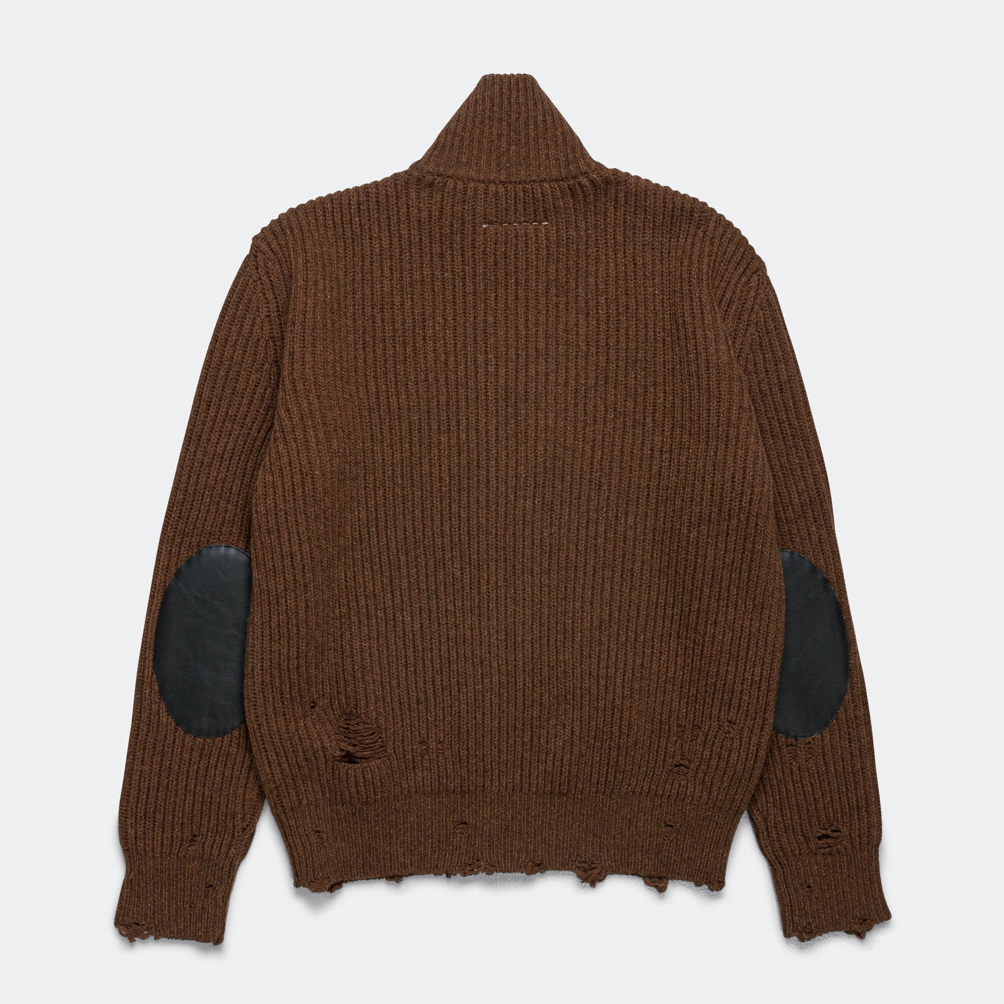 Cozy Fleece Distressed Zip-Up Knit - Beige Melange