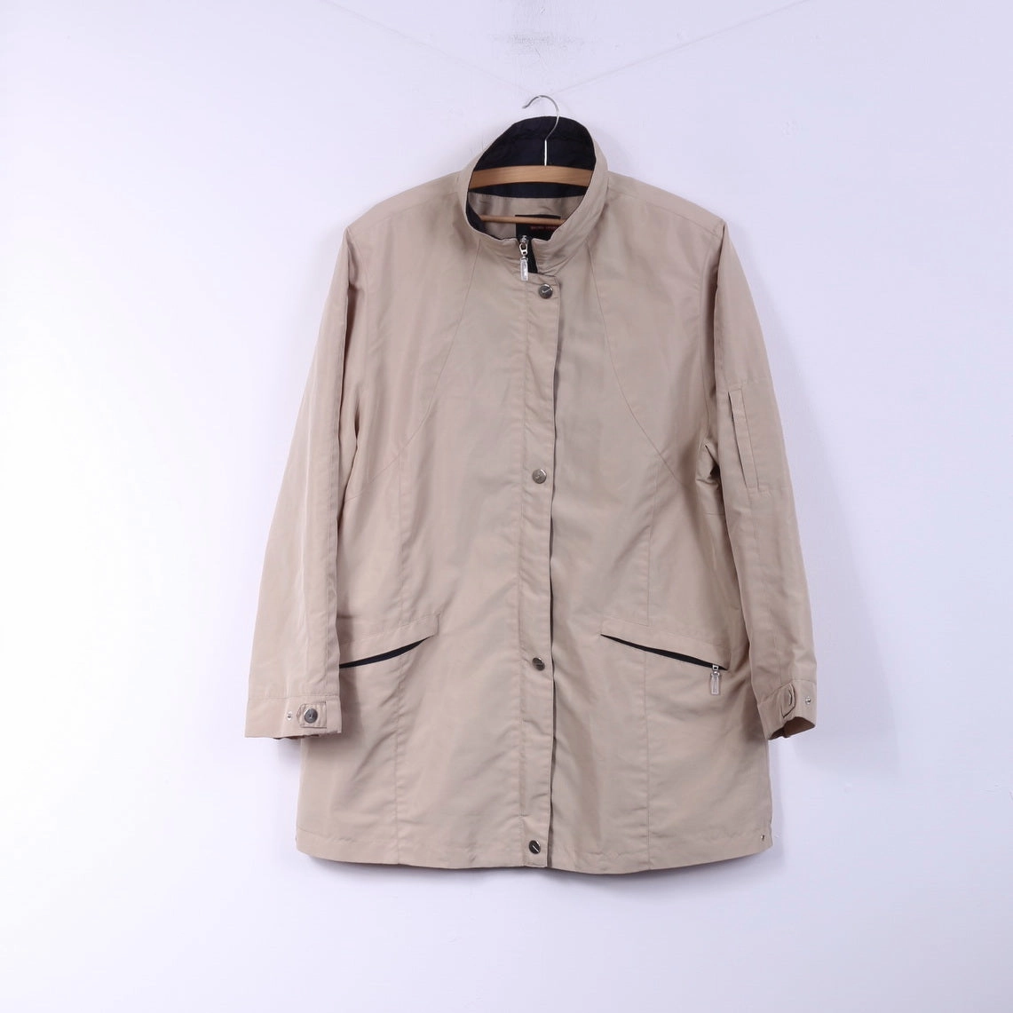 suitable for fashion contests Rain Safe Valino Sport Womens 42 XL Jacket Beige Plain Full Zipper Classic Light Coat Top